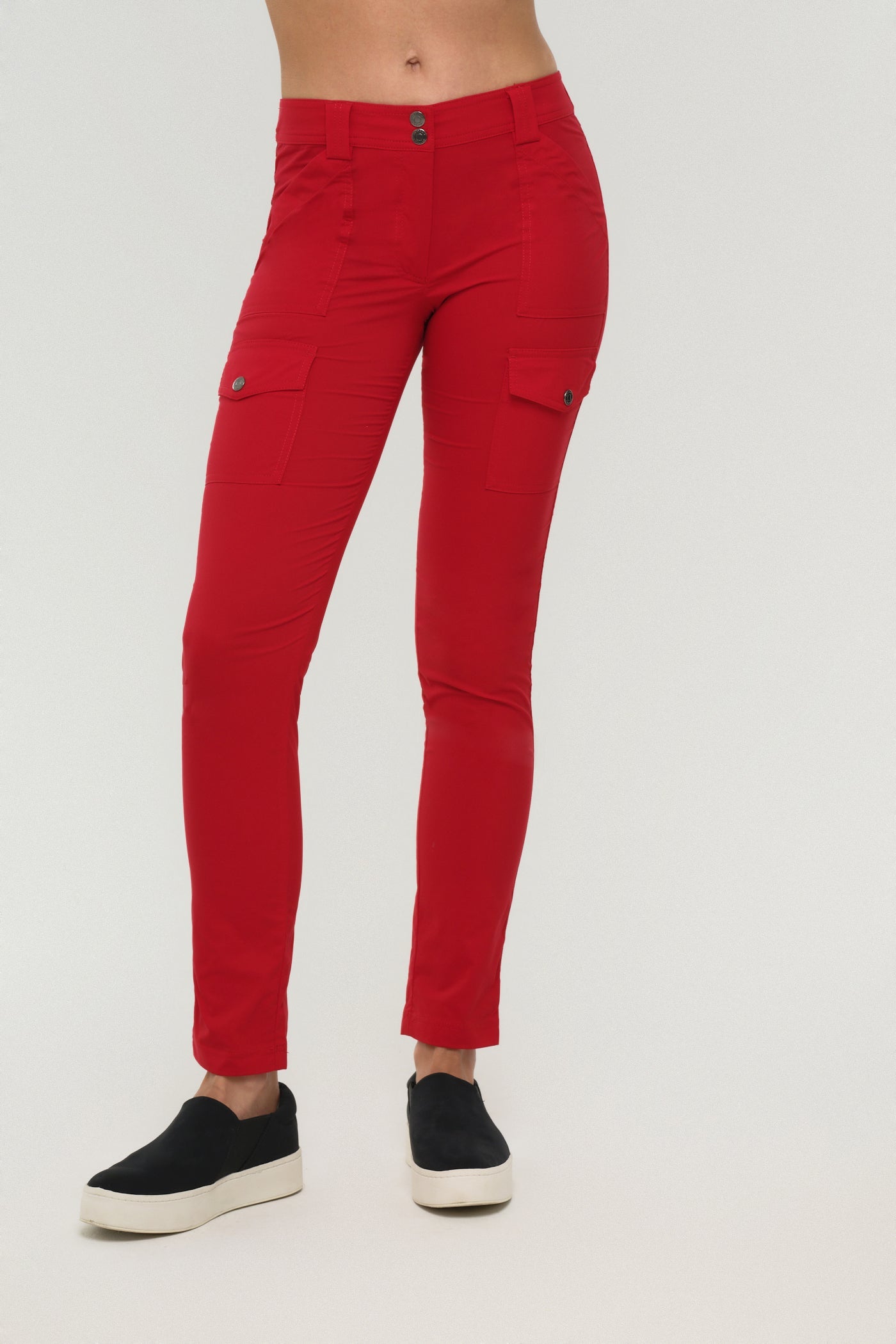 Kate Skinny Cargo Lightweight Pant in Red