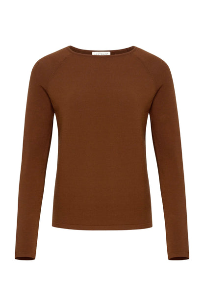 Connie Sweater Knit Baseball Sleeve Shirt in Brunette