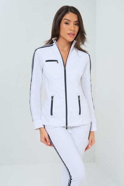 Justine Zip-Up Jacket with Contrast Stripe
