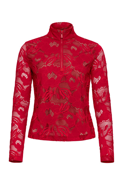 Lace Stacey 1/4 Zip Front Longsleeve Top