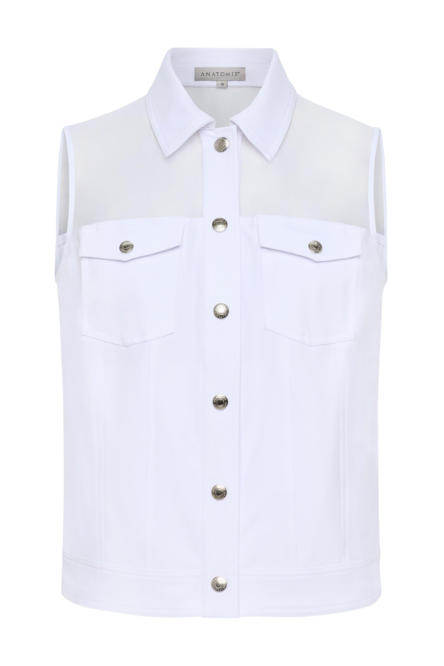 Lenox Organza & Performance Twill Sleeveless Trucker Vest