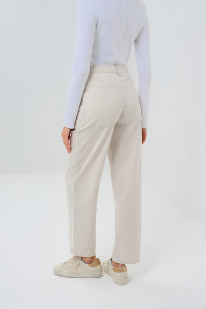 Liv Relaxed Light Barrel Leg Pant in Stone