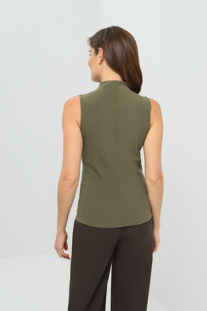 Siobhan Sleeveless High Neck Pima Rib Top