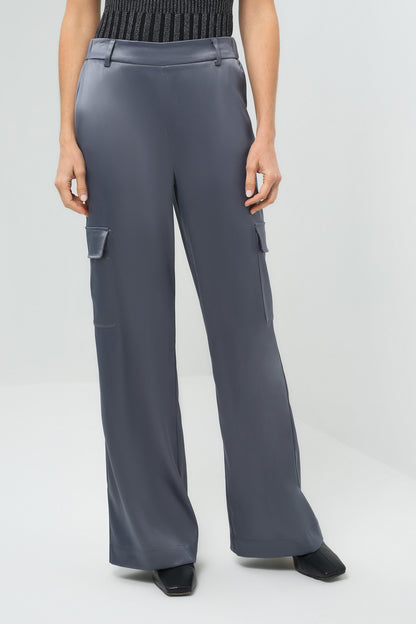 Candela Satin Cargo Wide Leg Pant