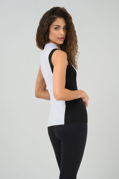 Abryl Contrast Cashmere Blend Mockneck Top