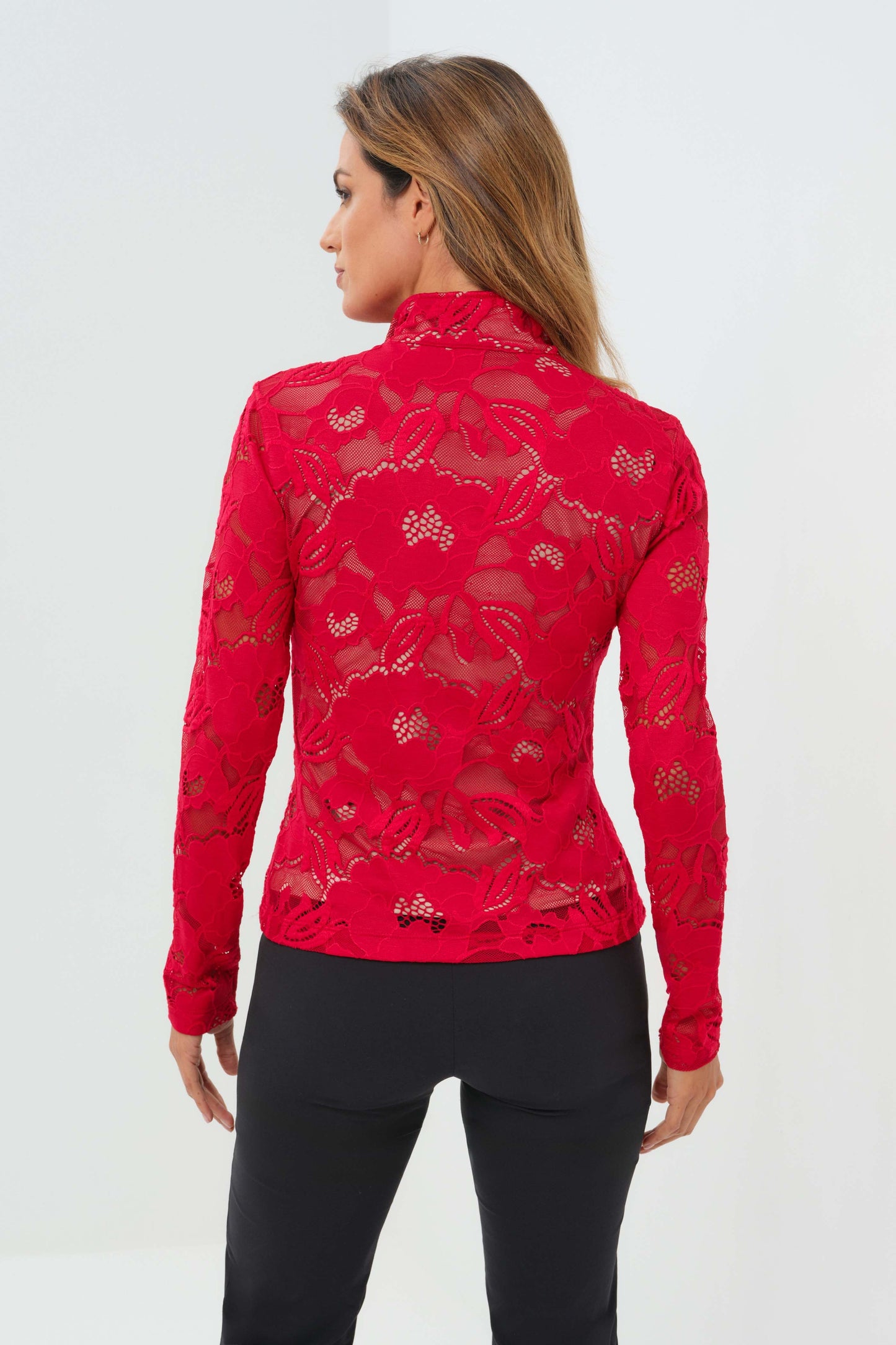 Lace Stacey 1/4 Zip Front Longsleeve Top