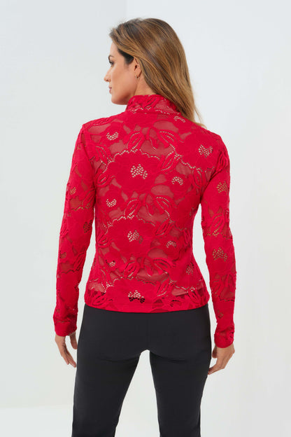 Lace Stacey 1/4 Zip Front Longsleeve Top