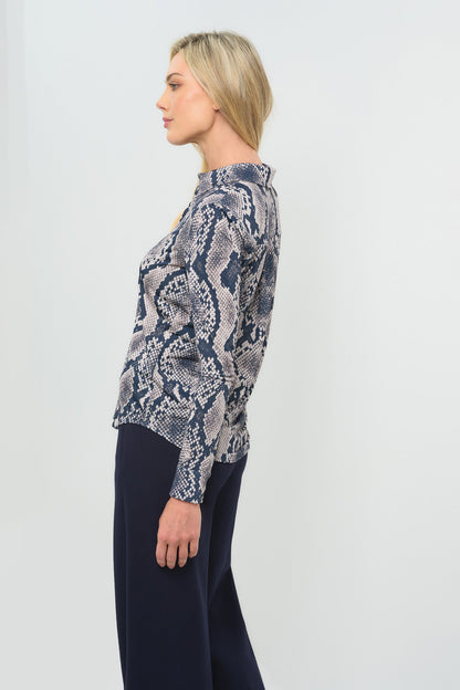 Printed Tania Long sleeve Snap Front Top