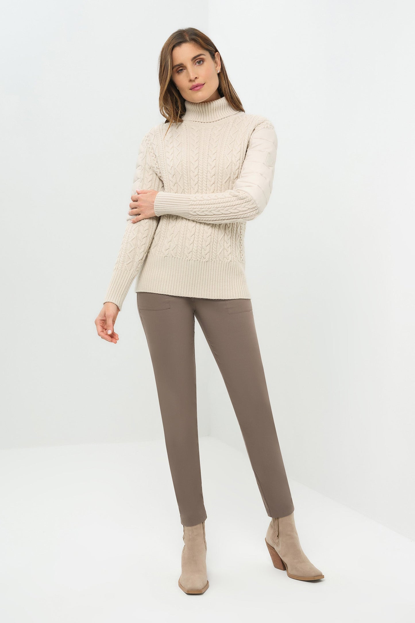Eloisa Cableknit and Nylon Padded Sweater
