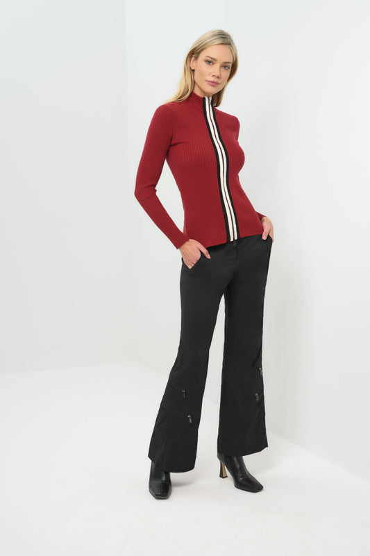 Charlize Sweater Top in Crimson