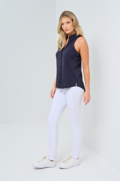 Elise Sleeveless Button Up Top