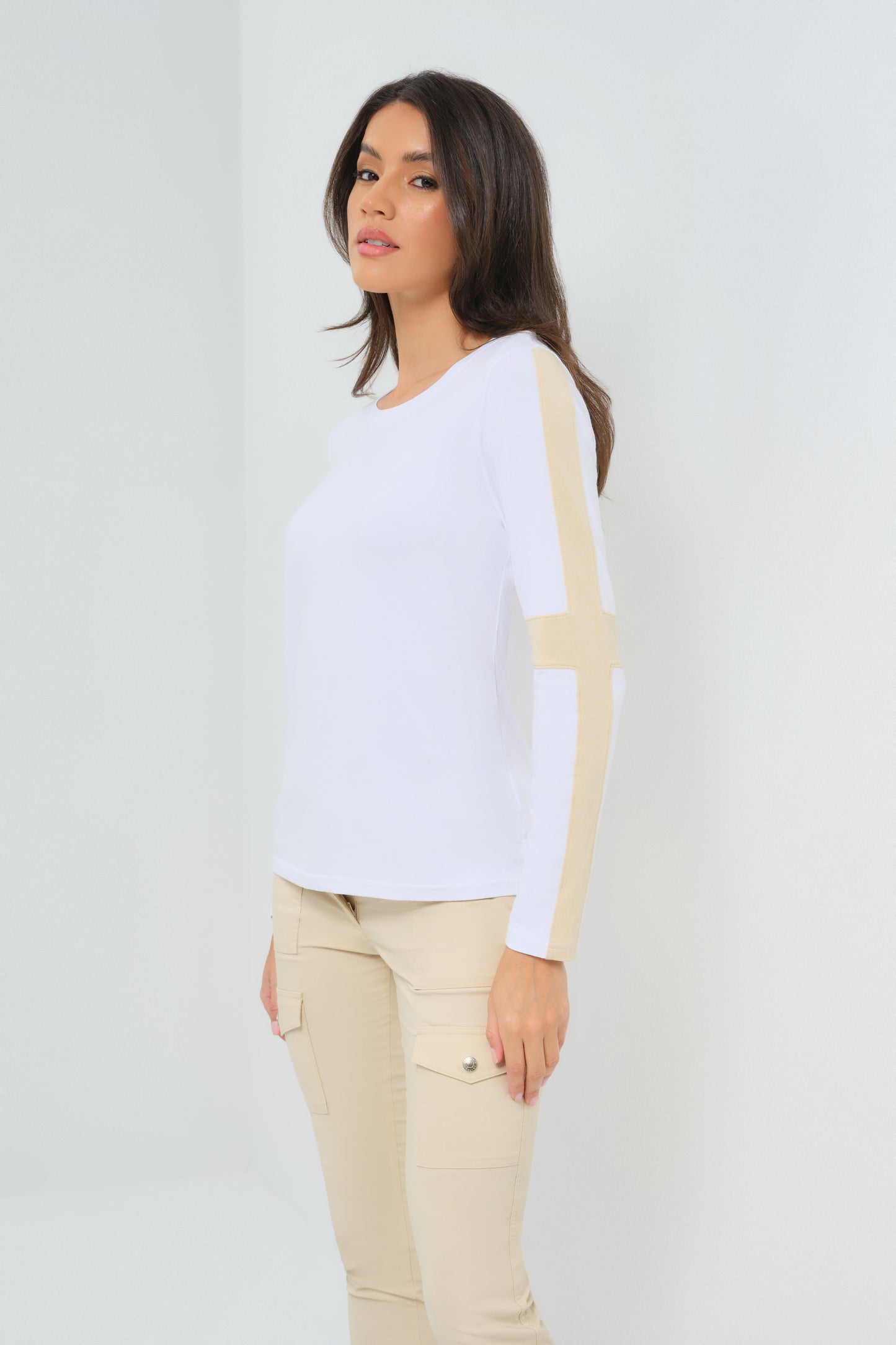 Kensley Contrast Sleeve Pima Top