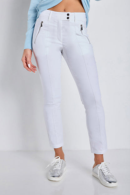 The Peggy Zippered Pant in White
