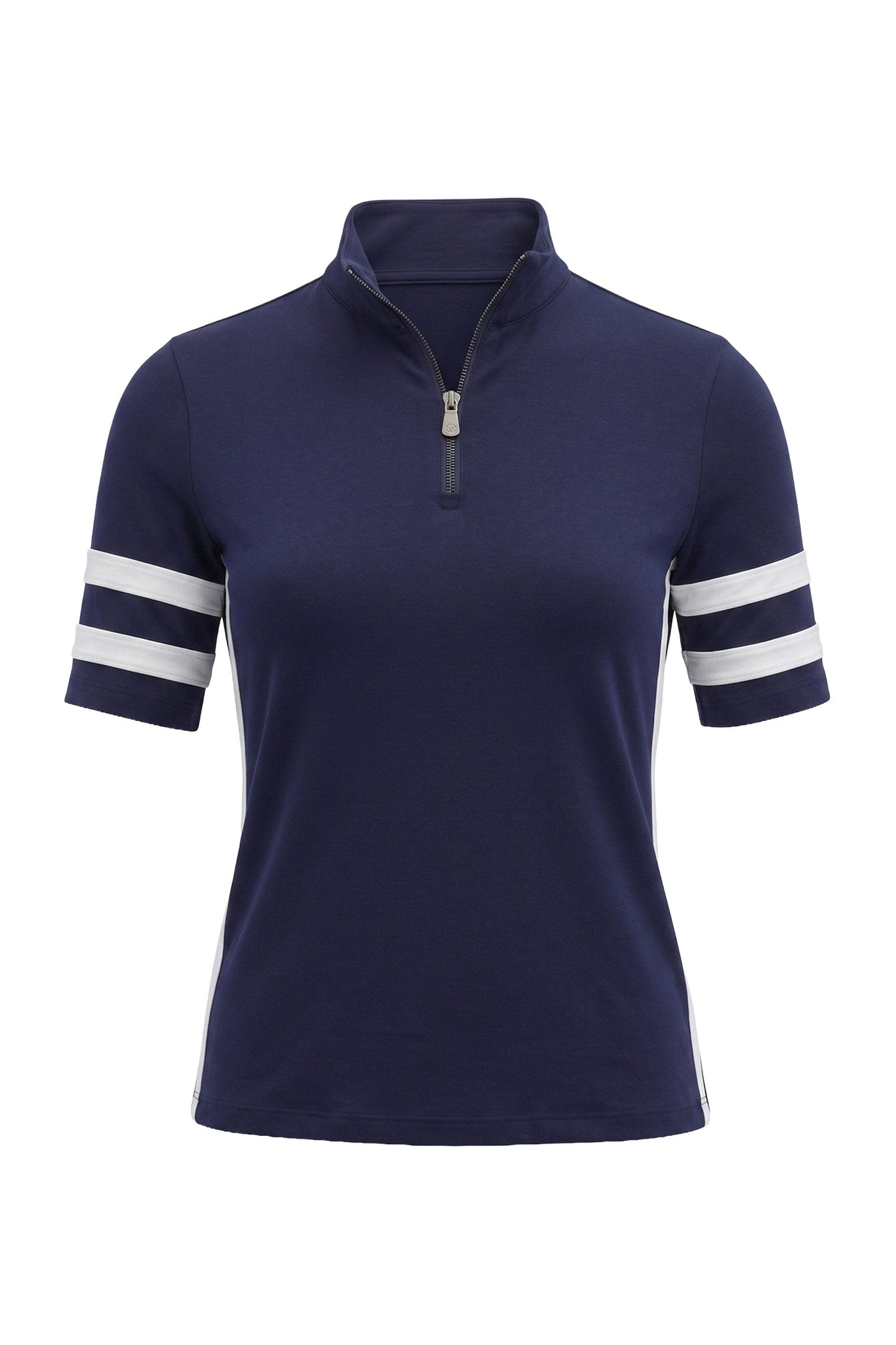 Serena Sport Striped Zip-Up Short Sleeve Top
