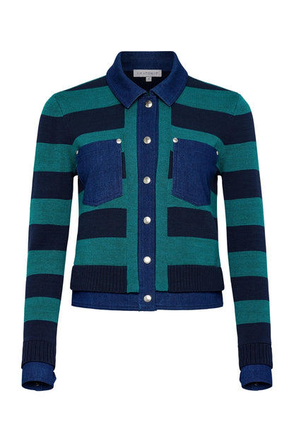 Sienna Sweater Knit & Performance Denim Trucker Jacket