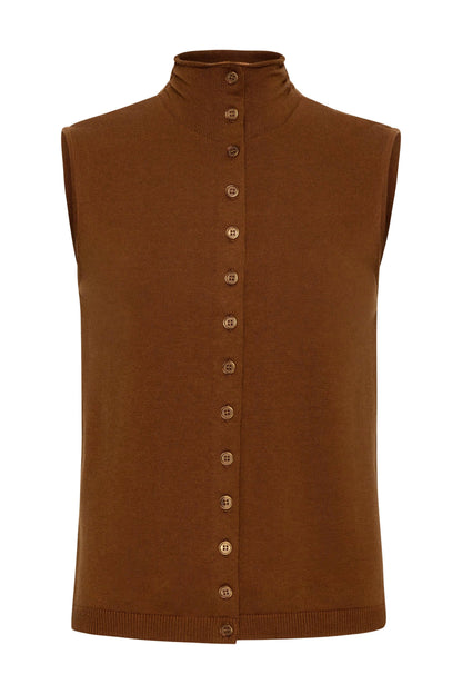 Viola Sweater Knit Sleeveless Button Down Top