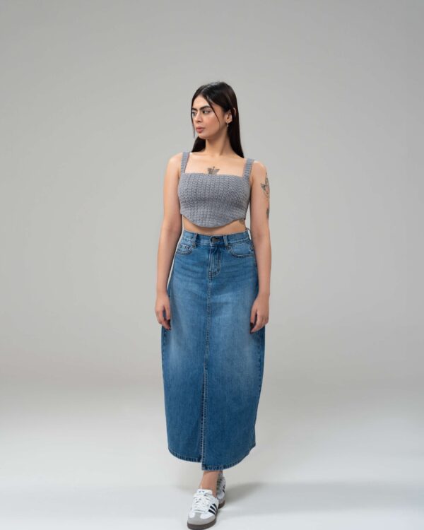 Medium Blue Midi Skirt | Fashionable Frequent Flyer