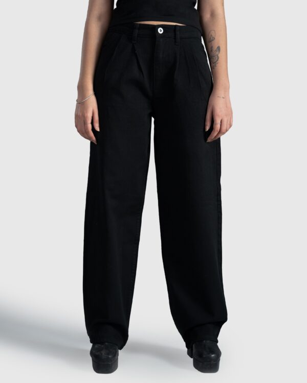 Black Pleated Wide Straight Leg | Fashionable Frequent Flyer