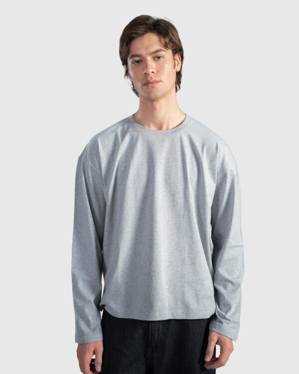 Grey Full Sleeve Boxy Tee | Fashionable Frequent Flyer